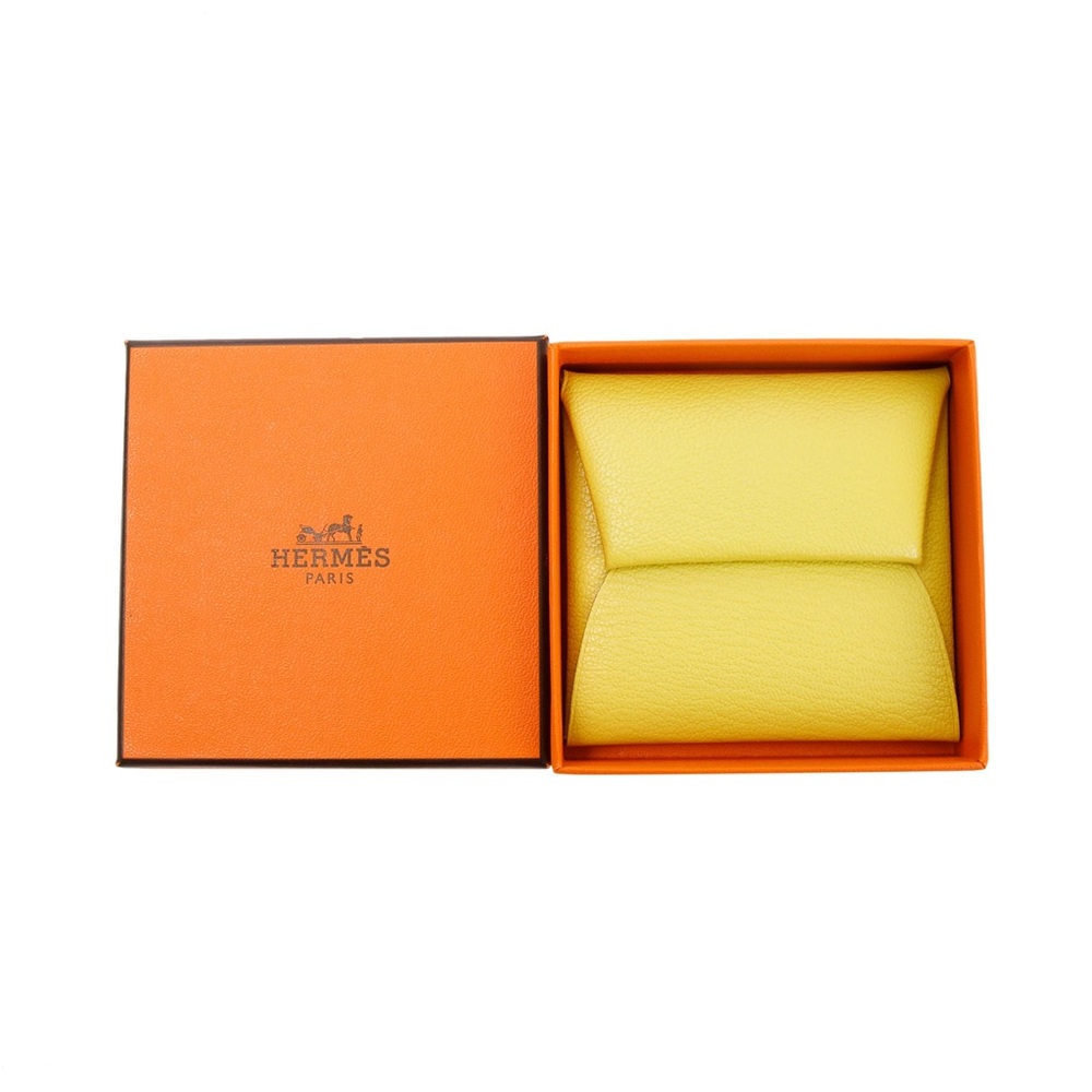 Hermes Yellow Chèvre Mysore Bastia Coin Pouch w/ Box